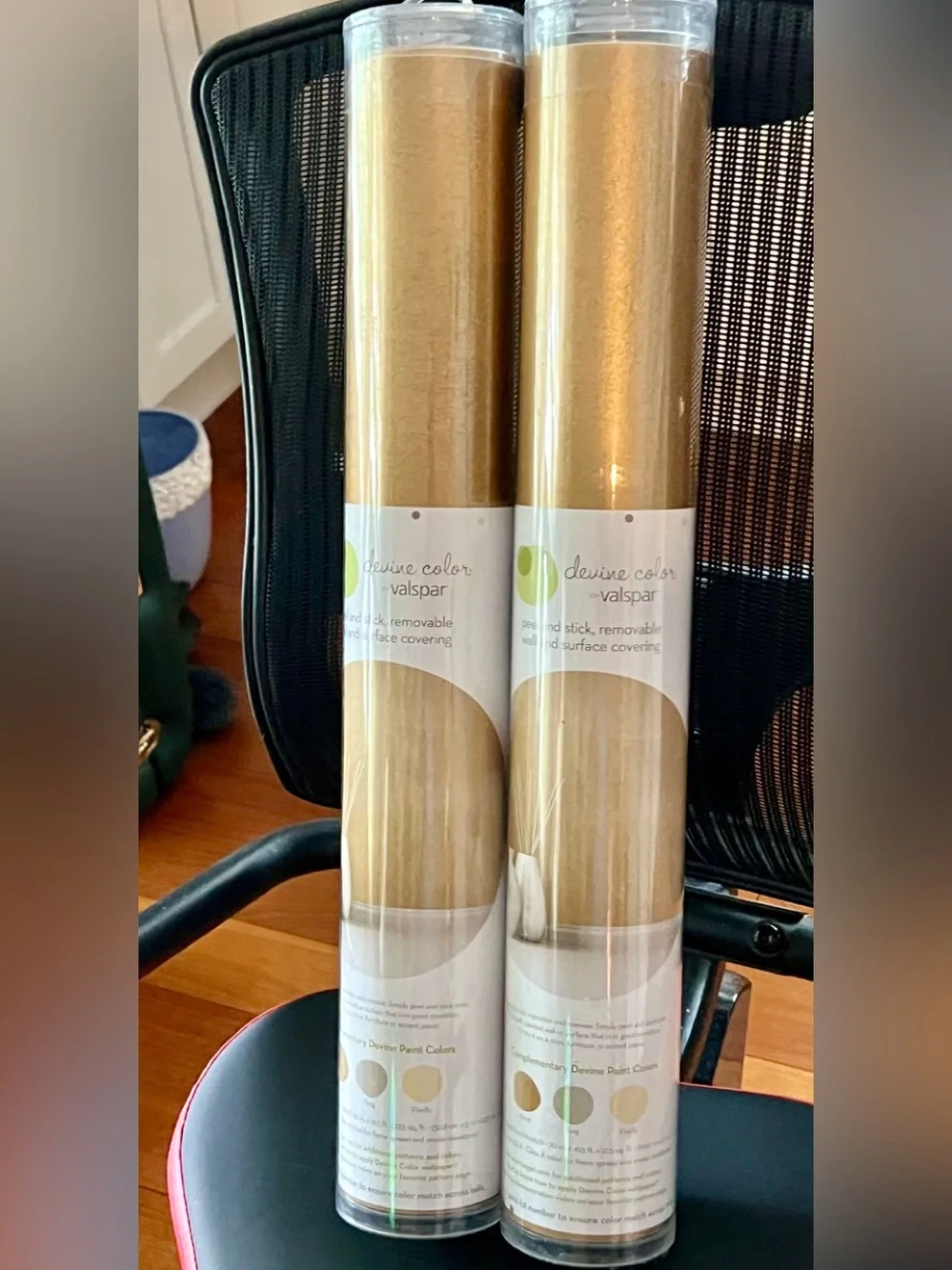 New (2) Rolls KARAT Gold Metallic Leaf Peel & Stick Wallpaper